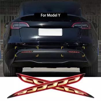 2 шт. для Tesla Model Y задний противотуманный фонарь стоп-сигнал динамический отражатель сигнала поворота светодиодный бампер тюнинг автомобиля аксессуары
