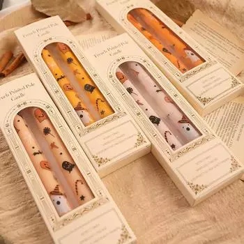 2 шт. Для украшения дома, креативный декоративный подарок, милая печатная свеча на Хэллоуин