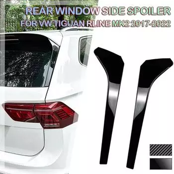 2 шт. для Volkswagen Tiguan MK2 Rline 2017 2018 + задний спойлер автомобиля, наклейка Canard Splitter Gloss Black
