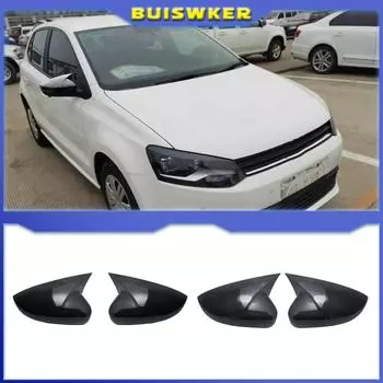 2 шт. для Volkswagen VW Polo MK5 6R 6C 2009-2017 ABS, боковое крыло заднего вида, крышка зеркала, отделка корпуса, OX, рог, стиль, внешний вид