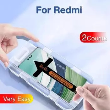 2 шт. для Xiaomi Redmi Note 13 14 Pro Plus + Red Mi Toughened Glass Screen Protector Защитная пленка с установочным комплектом Note7 чистый