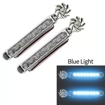 2 шт. дневные ходовые огни ветряные автомобильные светодиодные дневные ходовые огни 8 светодиодов вращающийся вентилятор без внешнего источника питания фара синий