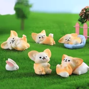 2 шт. долговечная настольная статуэтка лисы, прекрасный креативный миниатюрный декор в виде фенека A