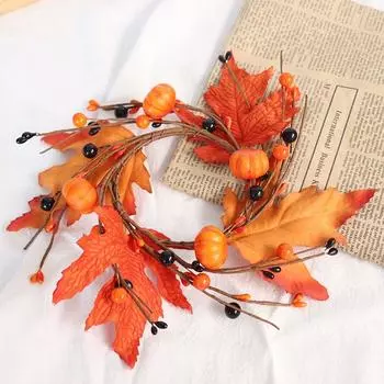 2 шт. Домашний декор Осенние свечные кольца Искусственный тыквенный венок Яркие цвета Удобные на ощупь Ручная работа