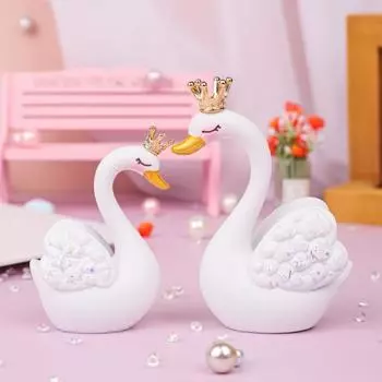 2 шт., домашний декор, смоляные фигурки для пар, лебедь, кавайные украшения для рабочего стола, изысканные украшения для мини-автомобилей, дети