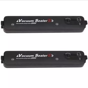 2 шт. Домашний кухонный вакуумный упаковщик с 20 вакуумными пакетами, 220 В, напряжение ЕС, Автоматическая вакуумная упаковочная машина для продуктов, Маленький пластиковый запайщик 2pcs чёрный