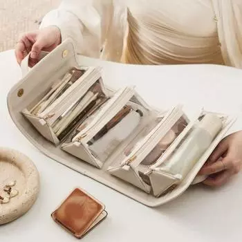 2 шт. Дорожные косметички с 4 съемными прозрачными мешочками, большая вместимость, многоцветные