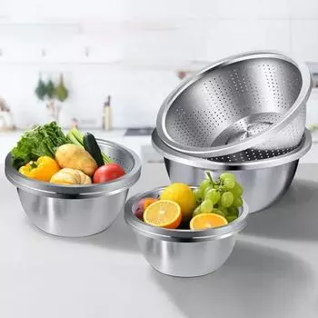 2 шт. дуршлаги пищевая нержавеющая сталь гладкая полированная антикоррозийная полая дренажная чаша сито для мытья посуды овощи фрукты