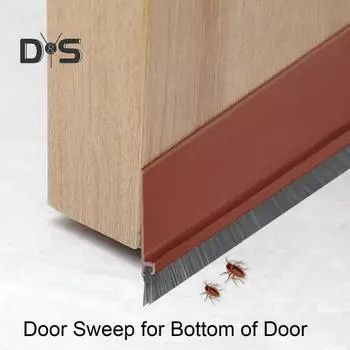 2 шт. дверная щетка для нижней части двери, интегрированная дверная щетка, самоклеящаяся герметизирующая прокладка для защиты от пыли, насекомых, холода и тепла чёрный