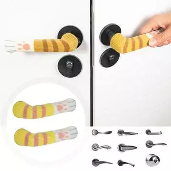 2 шт., дверные ручки, защитные рукава для предотвращения столкновений, дизайн кошачьих когтей, универсальные, против царапин, простая установка, чехлы для дверных ручек