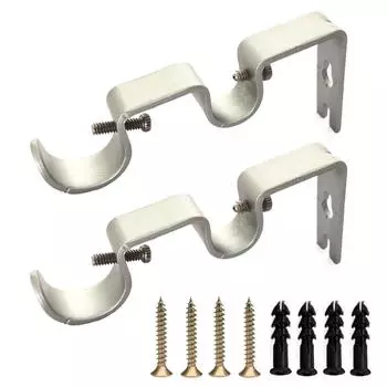 2 шт. Двойной карниз Держатель Поддержка Римского карниза Сверхпрочные Двухслойные Подвесные кронштейны Спальни серебряный