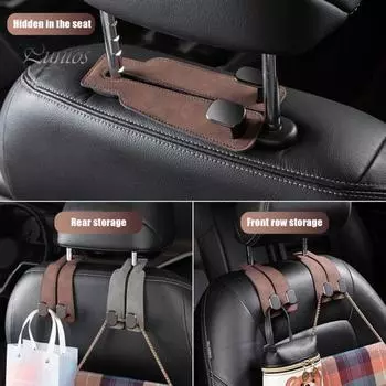 2 шт., двойные крючки на спинку автомобильного сиденья, органайзер для хранения, прочный несущий универсальный простой в установке крючок для подголовника, автовнутренний органайзер 2pcs чёрный