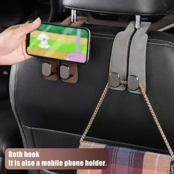 2 шт., двойные крючки на спинку автомобильного сиденья, органайзер для хранения, прочный несущий универсальный простой в установке крючок для подголовника, автовнутренний органайзер 2pcs чёрный