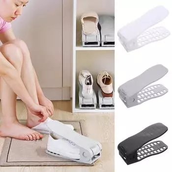 2 шт. двухслойный лоток для обуви, держатель для хранения, регулируемый по высоте, противоскользящий дизайн, прочные несущие органайзеры для обуви на высоком каблуке серый