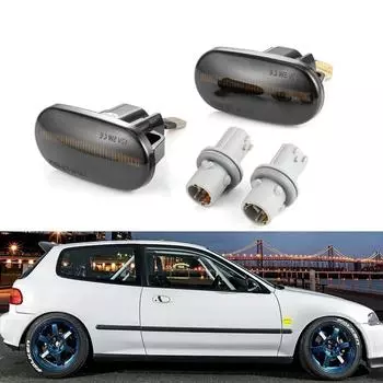 2 шт. Дымчатые линзы светодиодные боковые габаритные огни динамический указатель поворота лампа для Honda CR-X Civic Fit Integra Prelude S2000 Acura