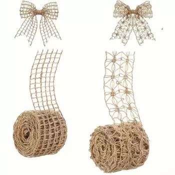2 шт. джутовая лента из мешковины, кружевная лента, сетчатая лента из мешковины, лента для прополки, обрезная лента для праздничных вечеринок, поделки своими руками, домашний декор, упаковка 2pcs