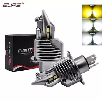 2 шт. EURS H4 светодиодные лампы для автомобильных/мотоциклетных фар 80 Вт 12 В 24 В 6000 К Super Fighter Foco светодиодные лампы H4 для автомобильных фар lampada 16000LM H4/9003/HB2 Hi/Lo