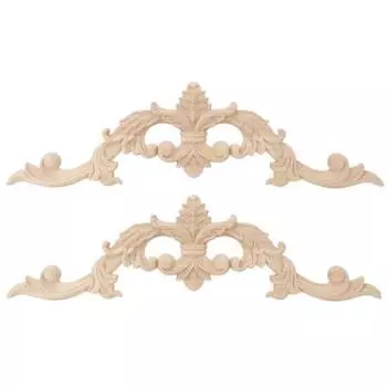 2 шт. Европейский стиль бытовая деревянная длинная резьба аппликация украшение для домашней мебели 40x11.5 см
