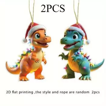 2 шт. Фэнтези Динозавр Акриловые Елочные Украшения Рождественская Шляпа - Праздничный Шарм для Рождества и всех случаев