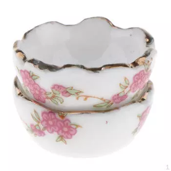 2 шт. фарфоровый кукольный домик с цветами, миски, сервиз, набор кухонных принадлежностей