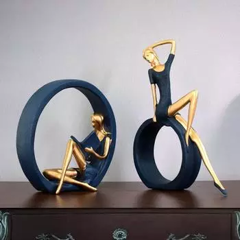 2 шт., фигурка девушки-йоги, читающая статуя девушки, украшение для рабочего стола, офиса, спальни, гостиной