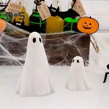 2 шт. Фигурка привидения на Хэллоуин, скульптура привидения из смолы, милая белая статуэтка привидения, центральные украшения для домашнего стола, мини-украшение привидения для кухонной полки, камина 2pcs белый