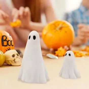 2 шт. Фигурка призрака на Хэллоуин, скульптура призрака из смолы, милая белая статуэтка призрака
