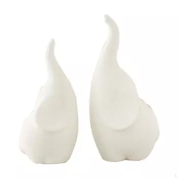 2 шт. Фигурка слона, украшение для стола, подарочная керамическая статуэтка, скульптура для кухонного бизнеса белый