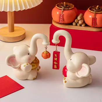 2 шт. Фигурки слонов Статуэтки животных Поделки Настольные украшения Парные скульптуры для отеля