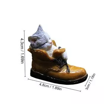 2 шт. Фигурки спящих кошек, миниатюрные котята, цветочные горшки, сцены из маленьких животных, офисный стол, декоративные изделия из смолы для домашнего декора