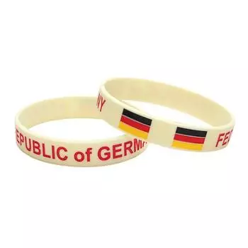 2 шт. Флаг Германии Силиконовый браслет Спортивные браслеты Немецкий ремешок на запястье Мужчины Женщины Эластичная резинка для баскетбольных футбольных фанатов Модные аксессуары 2pcs