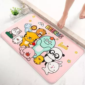 2 шт. фланелевый напечатанный коврик для двери ванной комнаты впитывающий нескользящий коврик милый мультяшный плюшевый коврик для ног 40*60cm