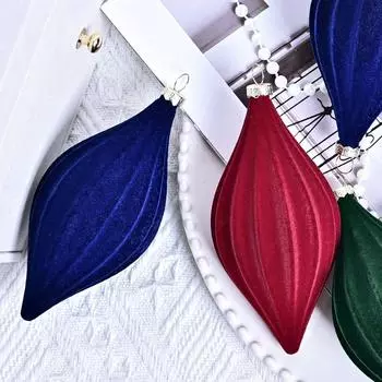 2 шт. флокированный бархатный рождественский конусный шар-подвеска пластиковые небьющиеся рождественские подвесные шары многоразовые елочные украшения other синий