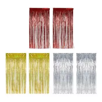 2 шт. фольгированная бахрома занавеска бахрома фон для свадьбы помолвки девичника дня рождения вечеринки сцена D Gold