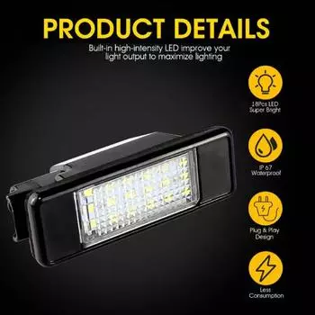 2 шт. фонари номерного знака водонепроницаемые высокой яркости 18 светодиодов лампы номерного знака автомобиля модификация для Peugeot 106 1007 207 307 3008 406 407 607