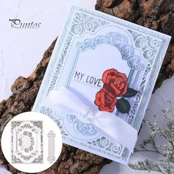 2 шт. фоновая рамка для резки штампов DIY скрапбук бумажные карты изготовление трафаретной формы серебряный