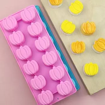 2 шт., форма для торта с тыквой, 12 решеток, пищевой силикон, легко снимается, милые реалистичные формы, форма для ароматического мыла без бисфенола-А, форма для решетки для льда розовый