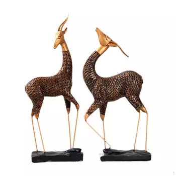 2 шт. Газели Статуэтки Статуэтки животных Художественные работы Новинки Подарки на новоселье Настольные скульптуры зелёный