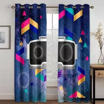 2 шт. Геймерский контроллер геймпад оконные шторы шторы для гостиной мальчиков спальня игровая комната домашний декор дверь игра видеоигра 100W130H(CM)40x51in&rod pocket