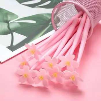 2 шт. гелевые ручки, быстросохнущие, нескользящие, эргономичный дизайн, гладкие письменные ручки в форме цветка, многоразовые чернильные ручки, офисные принадлежности розовый