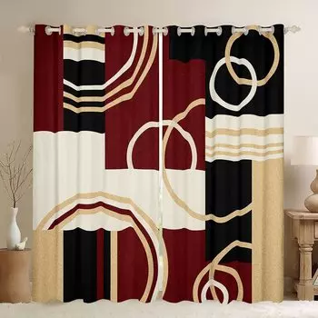 2 шт. геометрические художественные блоки, сращивание оконных штор для гостиной/спальни, 2 панели, комплект, карманные шторы на штанге, бесплатная доставка Small2x25W60H(CM)&Hook