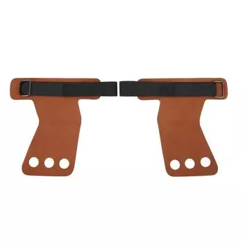 2 шт. Гимнастическая защита ладони из искусственной кожи с тремя пальцами для подтягивания и поднятия тяжестей коричневый