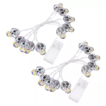 2 шт. гирлянды в виде черепа на Хэллоуин, праздничные декоративные гирлянды ужасов для внутренней и внешней сцены