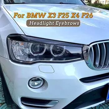 2 шт. глянцевые черные брови для BMW X3 F25 X4 F26 2014 2015 2016 2017 2018 автомобильные фары веки крышки ABS пластик Gloss Black