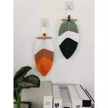 2 шт. гобелен в стиле бохо с плетеными листьями для украшения дома из хлопчатобумажной нити для декоративных поделок 26X13cm