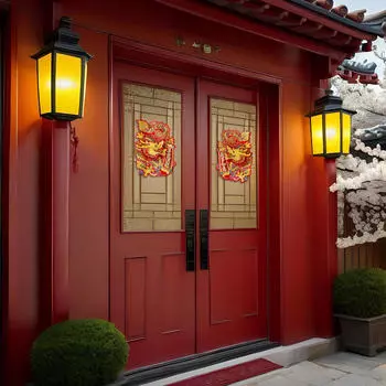 2 шт. годовые дверные наклейки, декоративные китайские украшения, настенная роспись, знак дракона для S