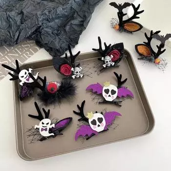 2 шт. головной убор на Хэллоуин тыква призрак летучая мышь рога шпилька забавные аксессуары для волос праздничное танцевальное платье для девочек украшение для вечеринки шпилька