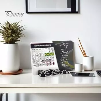 2 шт. гоночный календарь 2025 года, гоночный настольный планировщик с автомобильной подставкой, украшение для домашнего офиса и стола для фанатов автоспорта 2pcs A