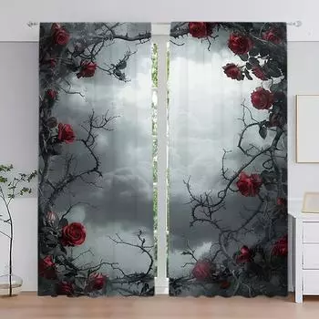 2 шт. готические розы окружают небо принтованные шторы для домашнего декора - карниз для оконного оформления спальни, офиса, кухни 52.5cmX116cm X 2pcs