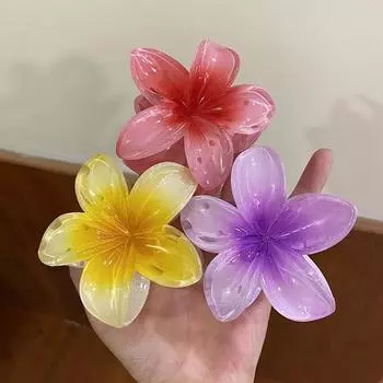 2 шт. градиентные цветные акриловые заколки-крабы для волос для женщин и девочек, милые заколки для волос в гавайском стиле, аксессуары для волос красный